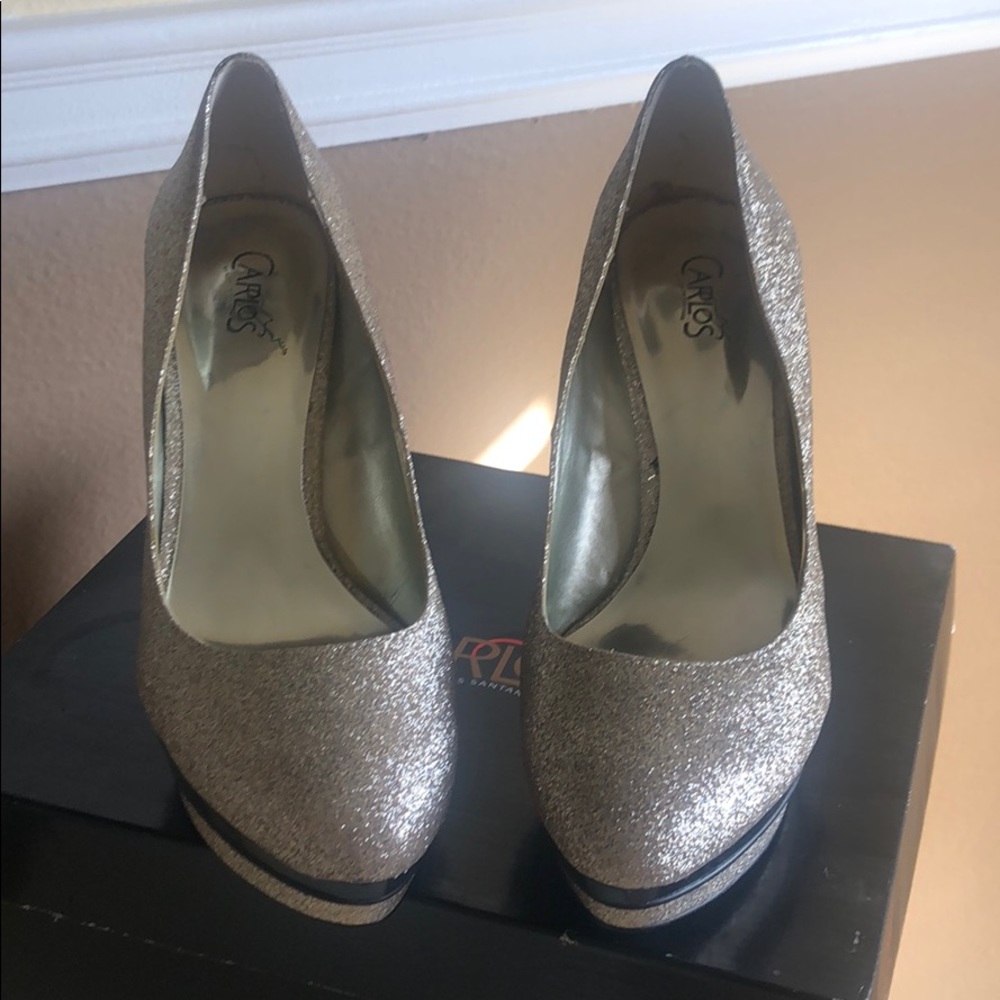 Gold Glitter Platform/Pump by Carlos Santana